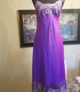 Dosa Silk Slip Dress Iridescent Puple Lace